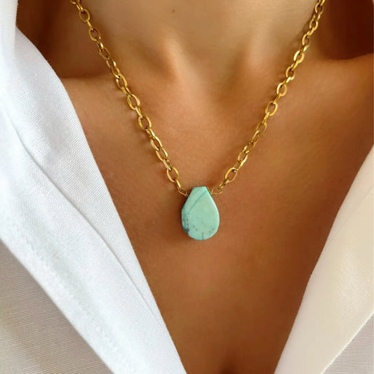 Teardrop Turquoise Stone Necklace