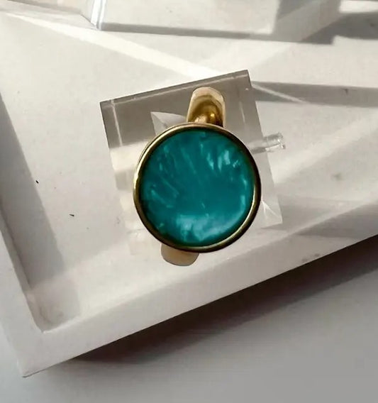 Gold Disc with Turquoise and Wide Chain Rings