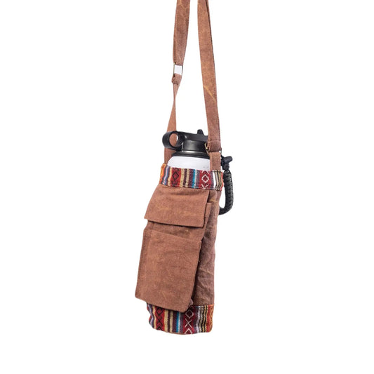 Brown Water Bottle with Adjustable Shoulder Strap
