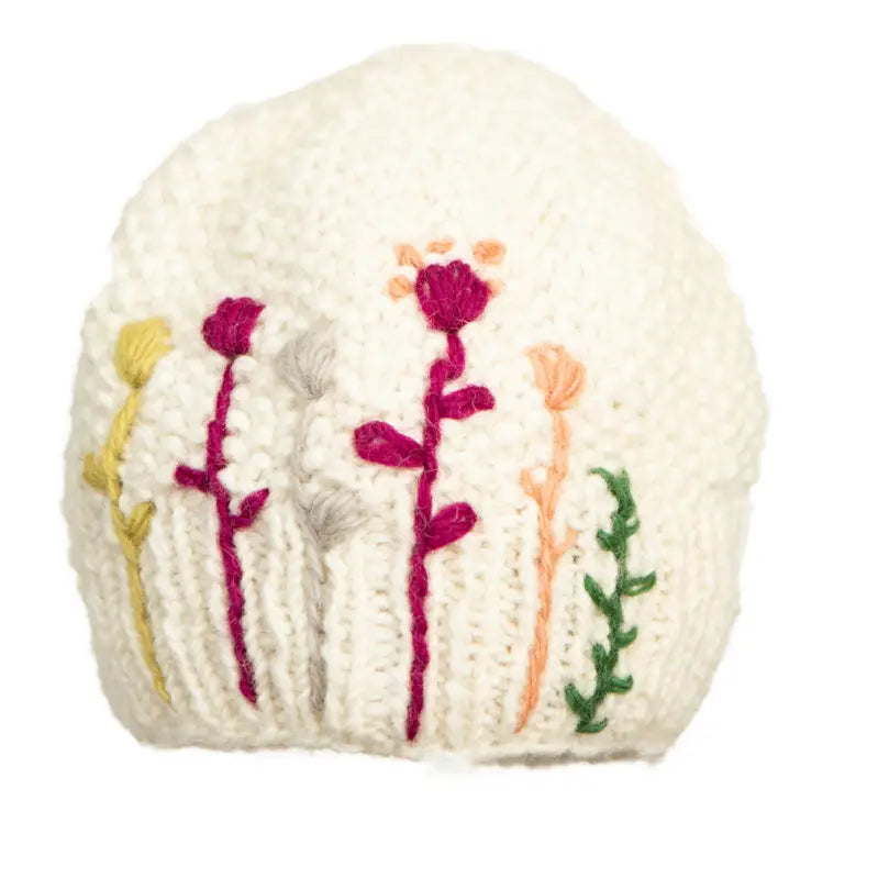 White Wool Knit Cap Beanie Karishma