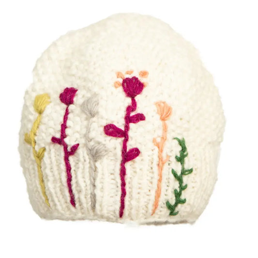 White Wool Knit Cap Beanie Karishma