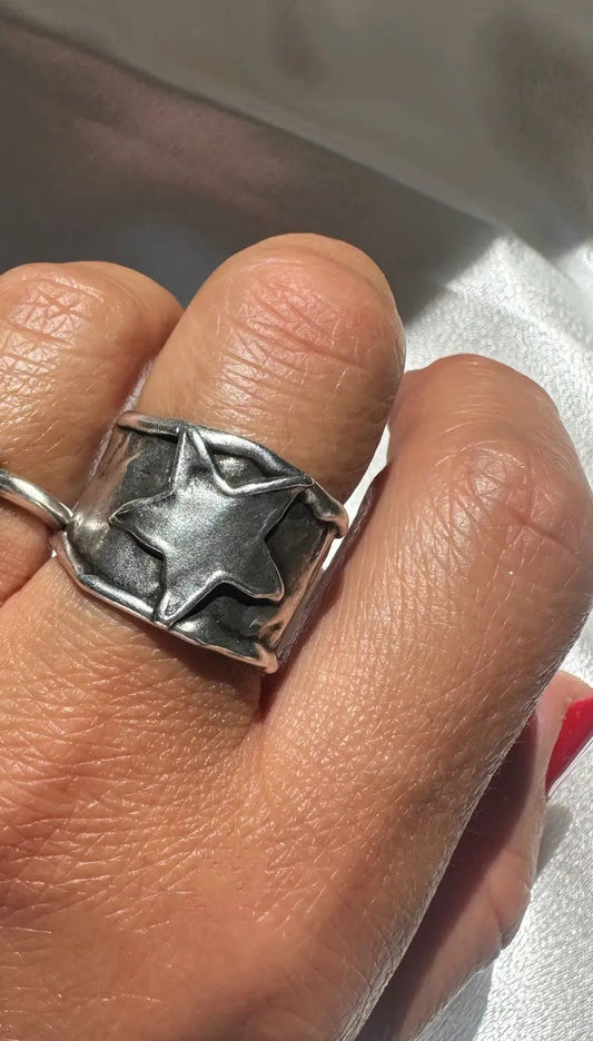 Handmade Boho Jewel Star Wide Ring