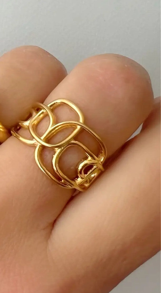 Gold Disc with Turquoise and Wide Chain Rings