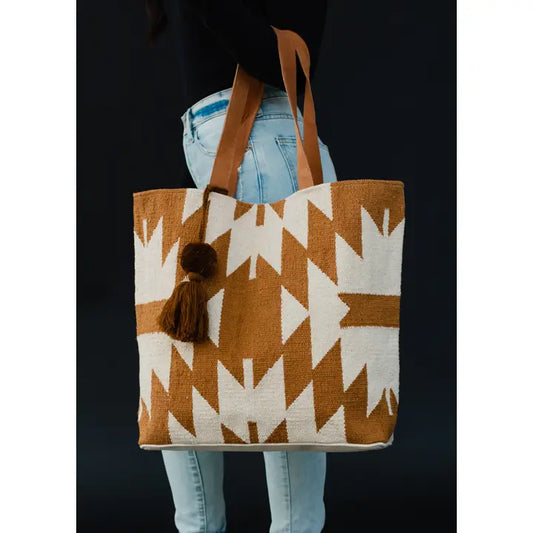 Camel & Cream Aztec Tote