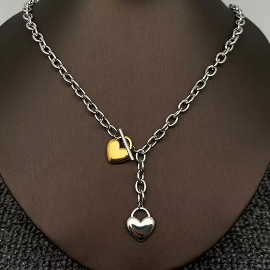 Golden Ss Two Tone Heart Charm