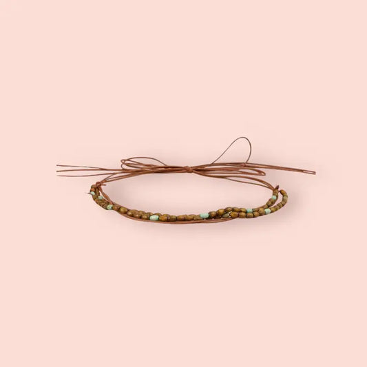 Wood & Jade Hat Band Hat Accessory