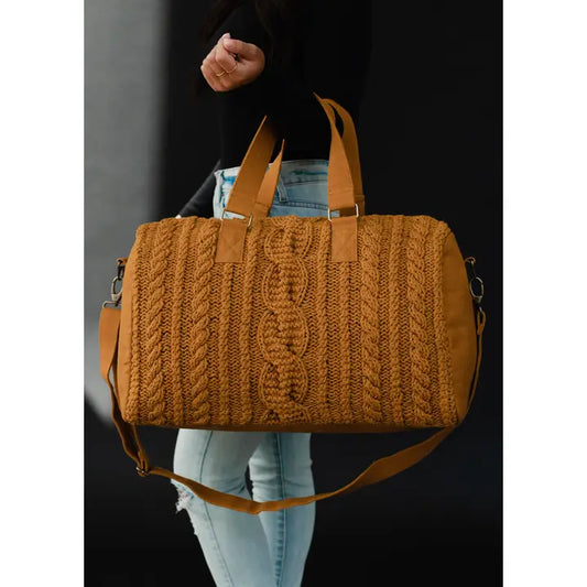 Mustard Cable Knit Duffel