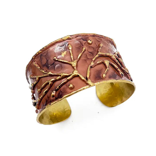 Brass Patina Cuff Bracelet - Brown Branches