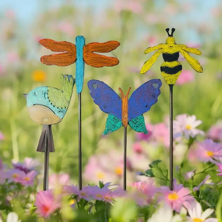 Bee Plant Stakes Bird Garden Butterfly Artisan Hand-Crafted 