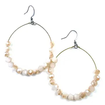 Earrings Ivory Beaded Hoop