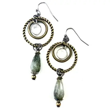 Earrings Chanel and Stone Tear Dangle on Wire