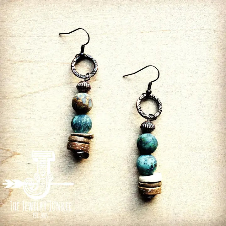 Frosted African Turquoise Earrings