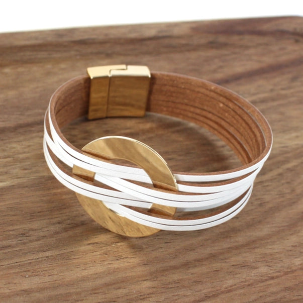 Interlocked Leather Bracelet-Gold