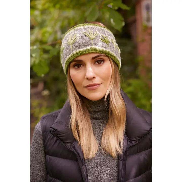 Granchester Embroidered Cow Parsley Knitted Wool Ear Warmers