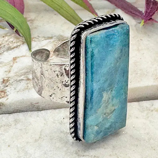 Handcrafted Kashi Semiprecious Stone Ring - Apatite