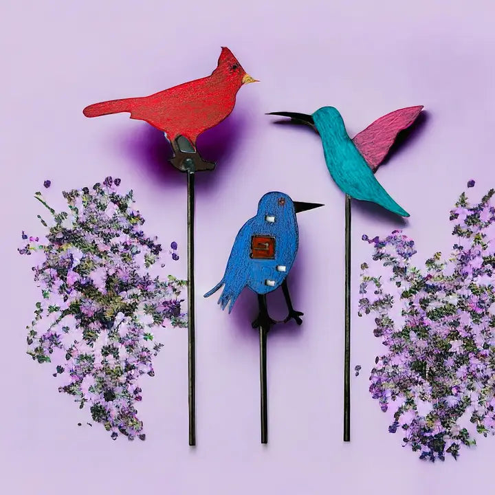 Hummingbird Cardinal Bird Garden Stakes