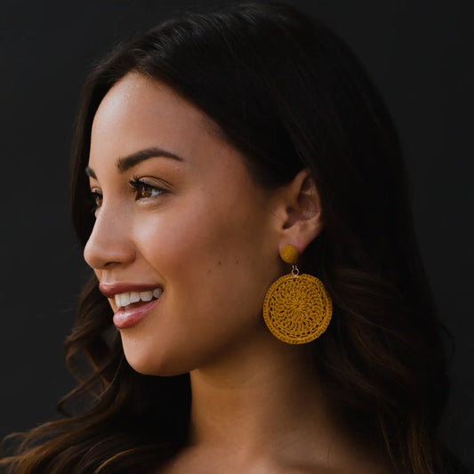 Mustard Crochet Earrings