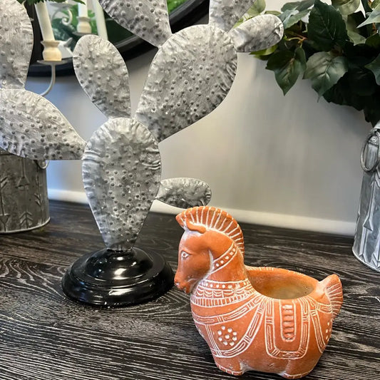 Cement Red Horse Planter