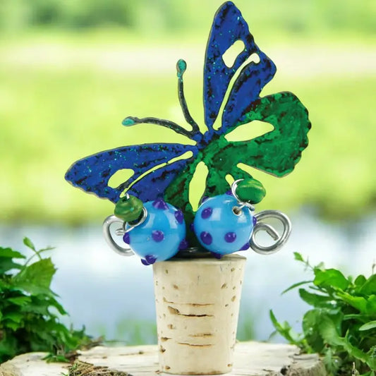 Metal Wine Stopper Butterfly Garden Cork