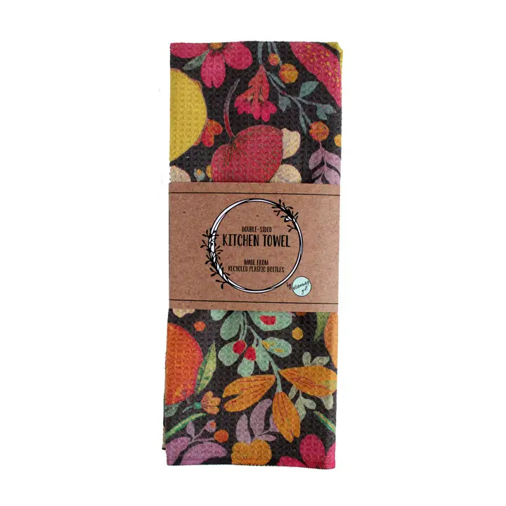 Microfiber Kitchen Towel - 2-Sided - Boho Floral & Citrus