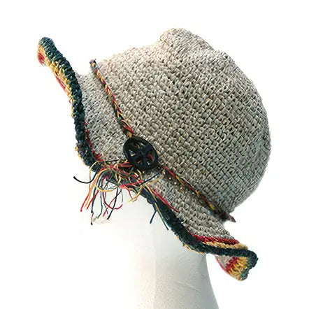 Rasta Hemp Peace Tour Hat with Peace Button