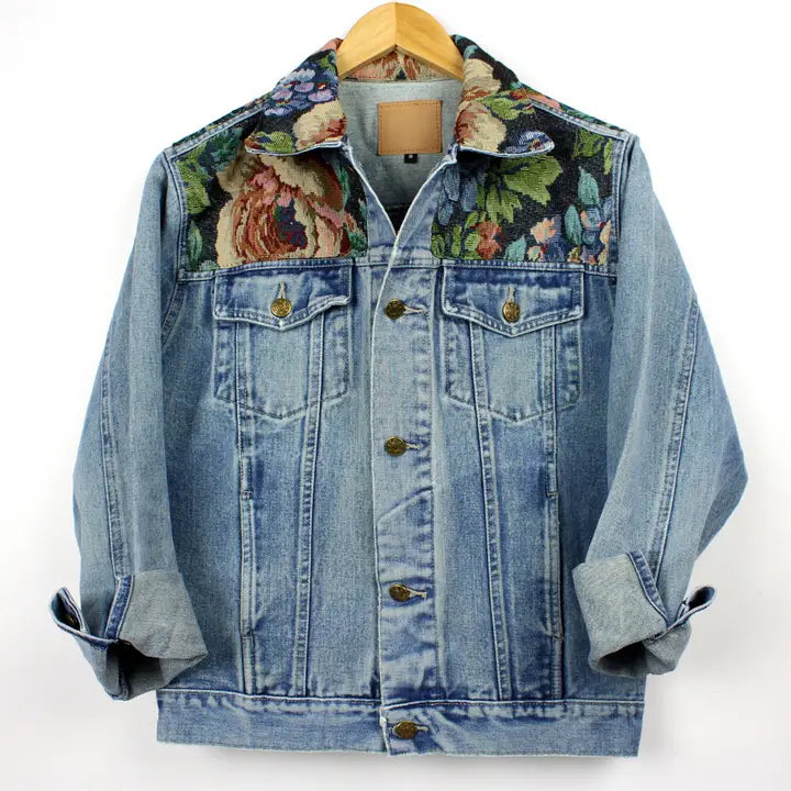 Recycled Tapestry Denim Jacket - Floral Only