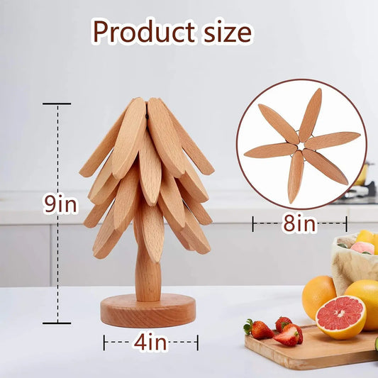 Foldable Heat Resistant Wood Trivet Pads