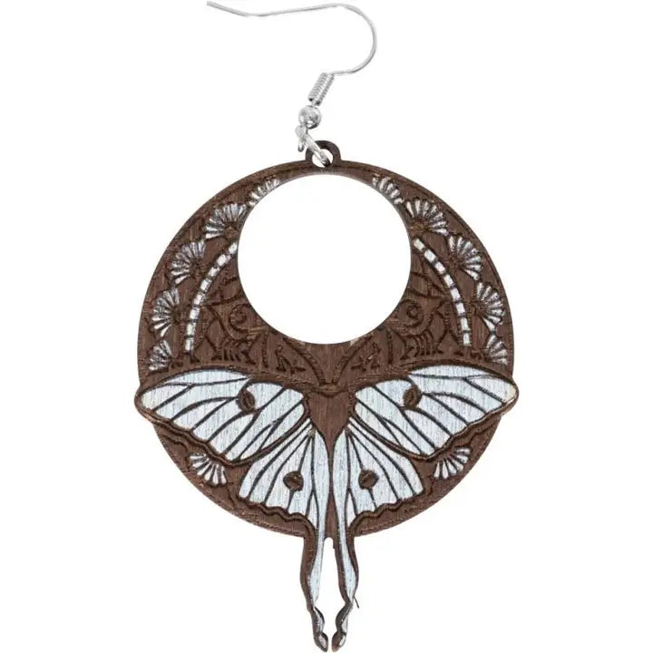 Wood Moth Earrings
