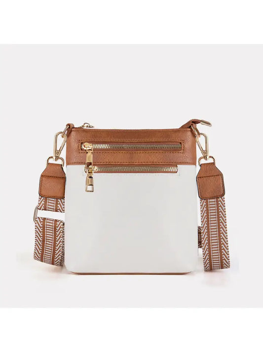 Retro Contrasting Pu Leather Crossbody Bag