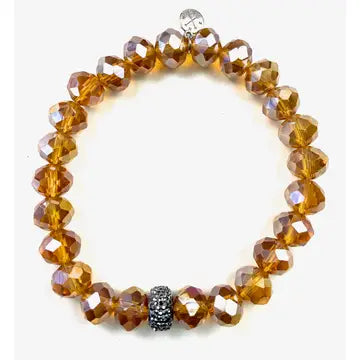 Bracelet Beaded Faceted Glass