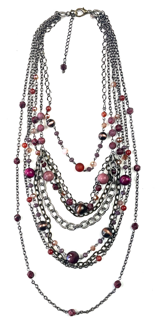 Multi Strand Beaded & Rosaried W/Chains