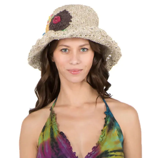 Hemp Flower Hat Hand Crochet