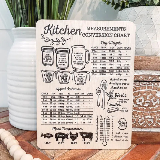Kitchen Conversion Chart Fridge Magnet