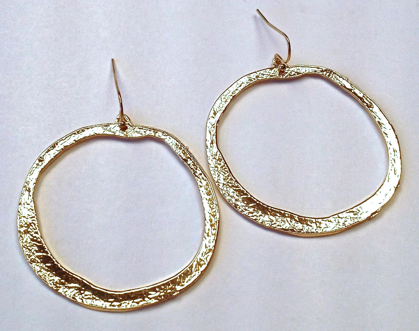 Gold Hammered Dangle Earrings