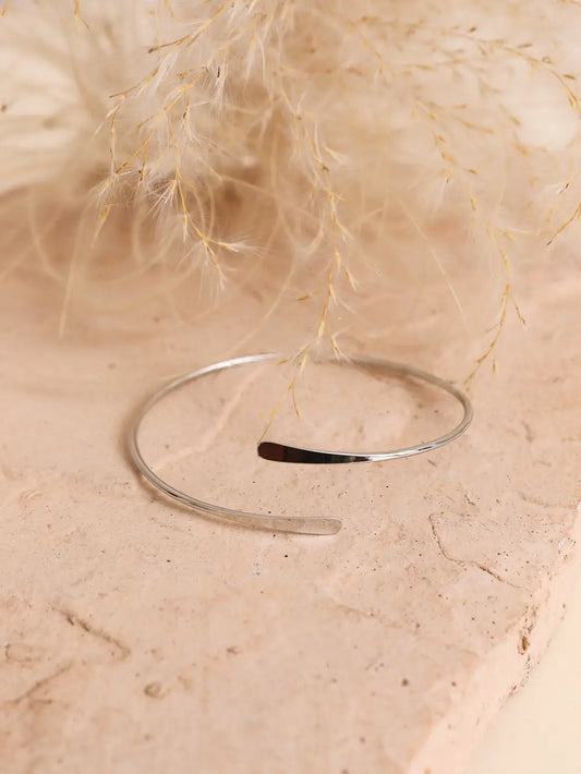 Minimal Arm Silver Bangle