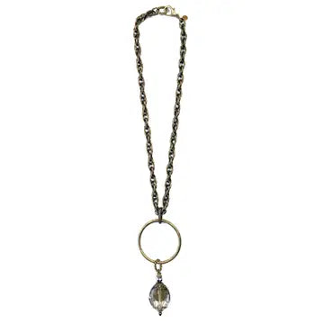 Necklace Twist Chain w/Ring and Crystal Drop