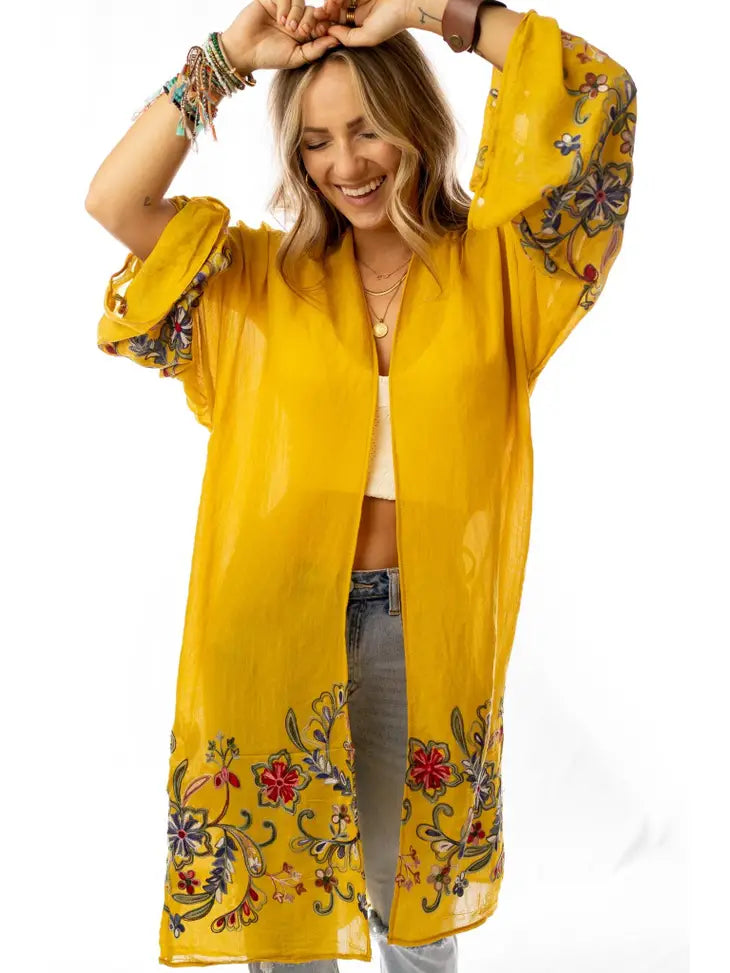 Mustard Floral Kimono