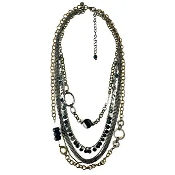 Necklace Mixed Chains & Beaded Multi Strand