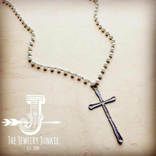 Pearl Beaded Cross Necklace