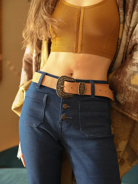 41"x1.9" Suede Gold Belt