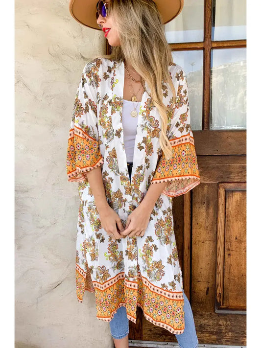 Tan Floral Kimono