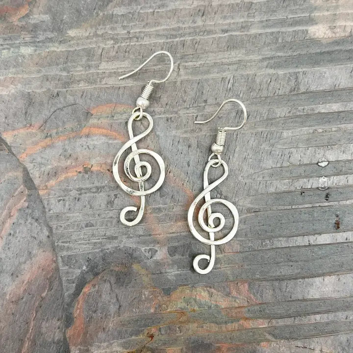 Silver Treble Clef Earrings