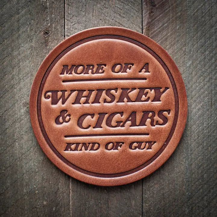 Leather Whiskey & Cigars Coaster