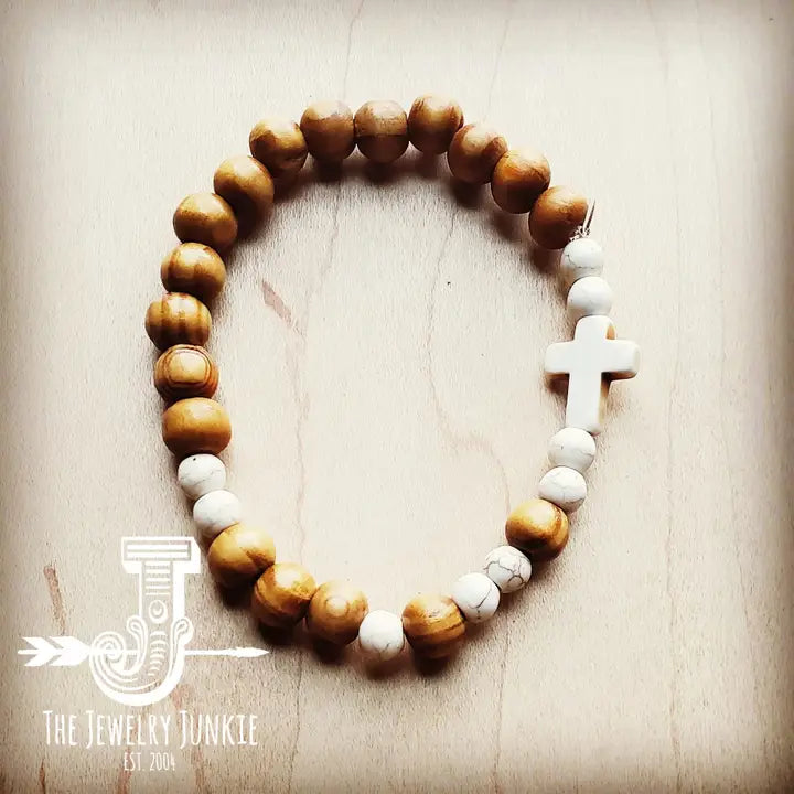 Bar-Wood & White Turquoise Bracelet